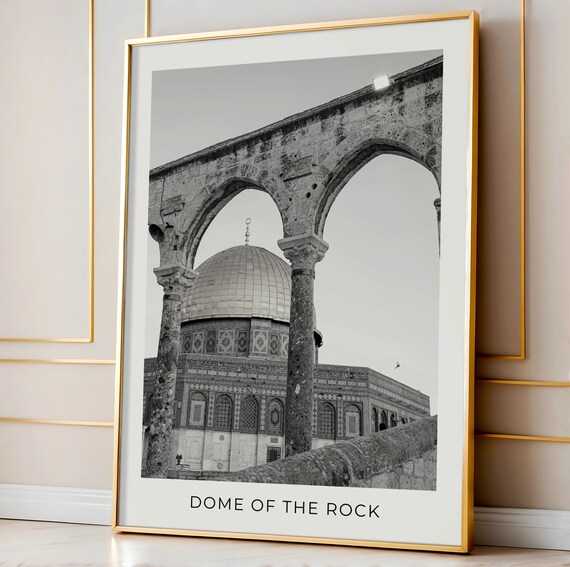 Dome Of The Rock Islamic Printable Palestine Wall Art Muslim Home Decor Black And White Digital Download Islamic Architecture Photography