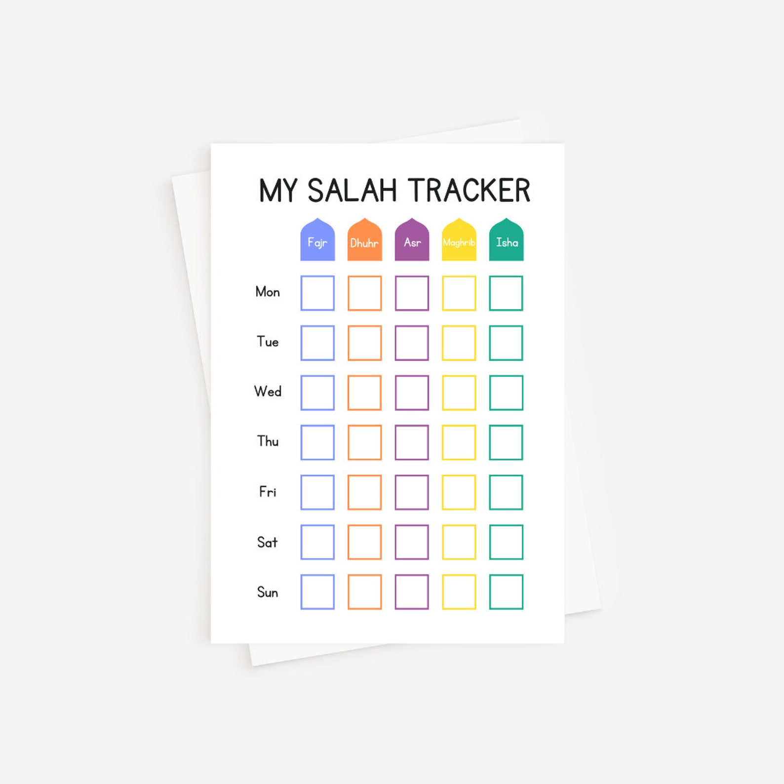 Salah Tracker Printable Kids Prayer Tracker, Kids Islamic Wall Art ...