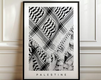 Palestina Keffiyeh Väggkonst Svartvitt Digitalt Tryck Minimalistisk Palestinaposter Mellanöstern Dekor Pro Palestina Utskrivbart Konstverk