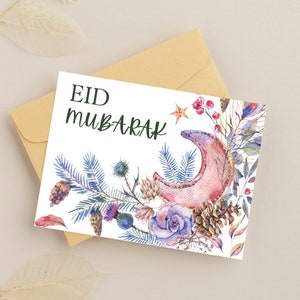 Cartões Eid Mubarak para impressão - Cartões Boho Eid, Cartões de felicitações islâmicos para impressão, Decoração Eid, Presentes Eid, Presentes muçulmanos, Presentes islâmicos