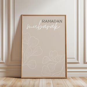 Pôster para impressão Ramadan Mubarak Arte de parede islâmica minimalista Saudação do Ramadã Download digital Presente muçulmano Decoração moderna do Ramadã Cartão do Ramadã