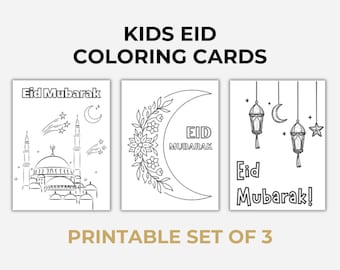 Schede da colorare per bambini per l'Eid - Schede stampabili per l'Eid, Schede fai da te per l'Eid Mubarak, Attività per bambini per l'Eid, Attività per il Ramadan, Regali per l'Eid, Schede stampabili per l'Eid