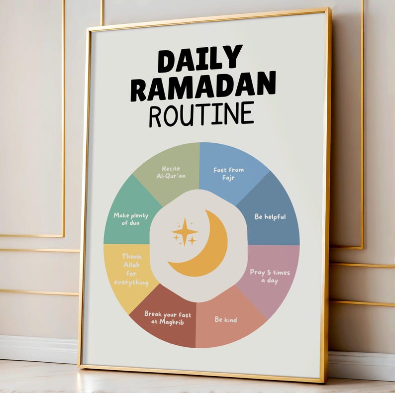 Ramadan wall art bundle with Arabic calligraphy, Ramadan Mubarak poster, and daily Ramadan routine print. Perfect for Muslim home decor, Islamic printable art, and Ramadan gifts. Ideal for prayer room decorations, spiritual wall art, and festive Ramadan displays. Great for celebrating the holy month with meaningful Islamic artwork. High-resolution digital download for easy printing. A thoughtful gift for Muslim families and Ramadan celebrations.