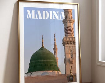 Madinah Wall Art Printable Masjid Nabawi Poster Islamic Home Decor Green Dome Print Muslim Gift Ramadan Mosque Wall Art Digital Download