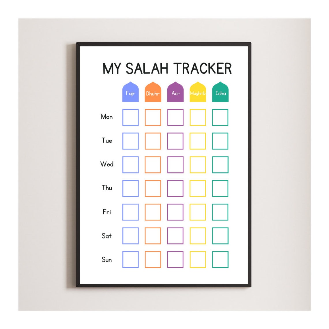 Salah Tracker Printable Kids Prayer Tracker, Kids Islamic Wall Art, Daily Salah Tracker, Islamic ...