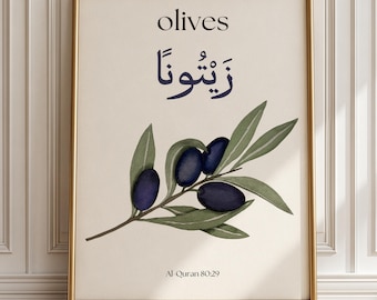 Olive Quran Wall Art Printable Islamic Wall Decor Olive Branch Art Muslim Home Decor Botanical Quran Print Housewarming Gift Quran Verse Art