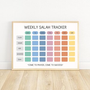Weekly Salah Tracker Printable Islamic Prayer Planner Islamic Wall Art Muslim Kids Salah Chart Weekly Prayer Tracker Instant Download kids ramadan printable muslim homeschool islamic education muslim parents islamic school salat 5 pillars how to pray