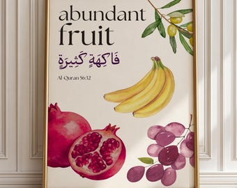 Fruit Quran Wall Art Beautiful Muslim Home Islamic Botanical Printable New Home Housewarming Gift Modern Kitchen Decor Islamic Eid Gift