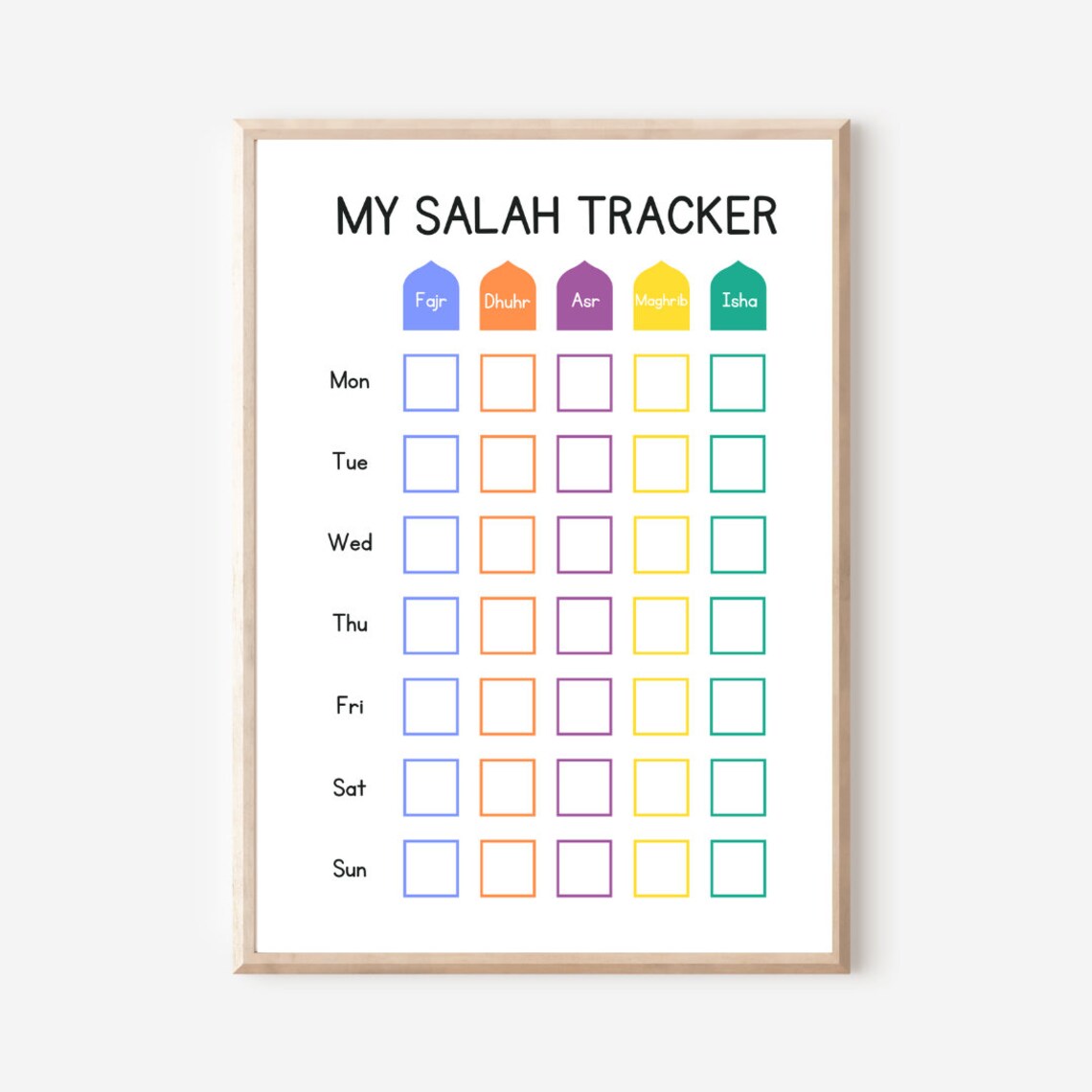 Salah Tracker Printable Kids Prayer Tracker, Kids Islamic Wall Art, Daily Salah Tracker, Islamic ...