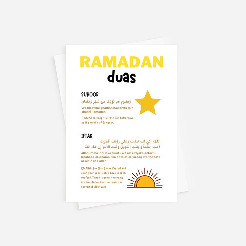 Ramadan Dua Poster for Kids Printable Dua Suhoor Iftar, Ramadan Decoration, Islamic Art Print ...