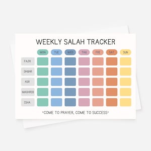 Weekly Salah Tracker Printable Islamic Prayer Planner Islamic Wall Art Muslim Kids Salah Chart Weekly Prayer Tracker Instant Download kids ramadan printable muslim homeschool islamic education muslim parents islamic school salat 5 pillars how to pray