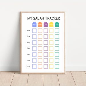 Salah Tracker Islamitische kinderen afdrukbare wekelijkse gebed Tracker Moslim kinderen Salah planner Salah schema islamitische educatieve print poster