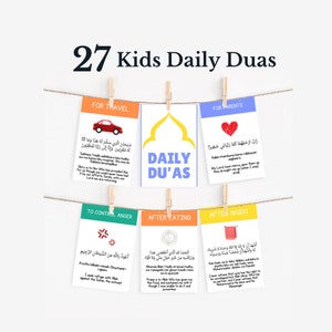 Kinder Islamische Dua Flash Karten 27 Druckbare Duas für muslimische Kinder Täglich Duas Flehen Gebet Du'a Flashcards Kinder Dua Buch Homeschool