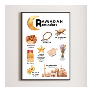 Lembretes infantis do Ramadã, boas ações para crianças, arte da parede do Ramadã, impressão do Ramadã, decoração do Ramadã, Ramadan Mubarak, pôster do Ramadã, presente do Ramadã