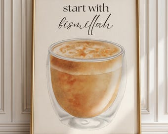Bismillah Coffee Wall Art Islamic Kitchen Decor Coffee Station Muslim Home Housewarming Gift Modern Kitchen Wall Art Muslim Gift For Mom