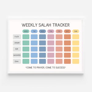 Weekly Salah Tracker Printable Islamic Prayer Planner Islamic Wall Art Muslim Kids Salah Chart Weekly Prayer Tracker Instant Download kids ramadan printable muslim homeschool islamic education muslim parents islamic school salat 5 pillars how to pray