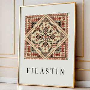 Palestinian Tatreez Wall Art Filastin Embroidery Poster Digital Download Traditional Palestinian Pattern Print Cultural Heritage Home Decor