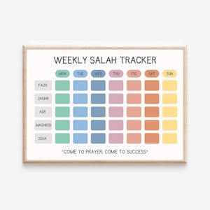 Weekly Salah Tracker Printable Islamic Prayer Planner Islamic Wall Art Muslim Kids Salah Chart Weekly Prayer Tracker Instant Download kids ramadan printable muslim homeschool islamic education muslim parents islamic school salat 5 pillars how to pray