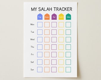Salah Tracker Islamic Kids Printable Weekly Prayer Tracker Muslim Childrens Salah Planner Salah Schedule Islamic Educational Print Poster
