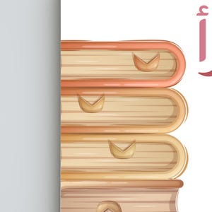 Iqra Arabic wall art printable with read in English and a stack of books illustration. Perfect for Muslim nursery decor, Islamic kids room, Quran learning corner, Arabic educational wall art, and modern Islamic homeschool poster. Ideal gift for Muslim children. Encourages love of books and Islam. Digital download for instant use. Suitable for framing.