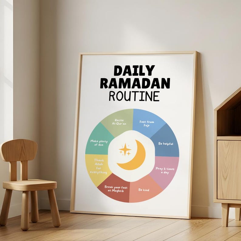 Ramadan wall art bundle with Arabic calligraphy, Ramadan Mubarak poster, and daily Ramadan routine print. Perfect for Muslim home decor, Islamic printable art, and Ramadan gifts. Ideal for prayer room decorations, spiritual wall art, and festive Ramadan displays. Great for celebrating the holy month with meaningful Islamic artwork. High-resolution digital download for easy printing. A thoughtful gift for Muslim families and Ramadan celebrations.