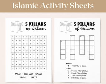 Five Pillars Of Islam Printable Worksheets Muslim Kids Activities Islamic Homeschool Resource Word Search Crossword Answers Islamic Teacher