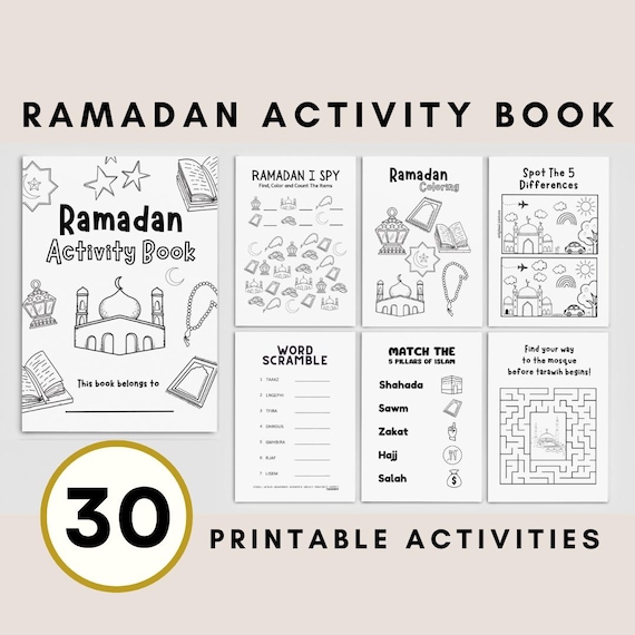 Ramadan Activity Book Printable for Kids 30 Fun Islamic Activities Coloring Pages Ramadan Crafts Word Search And More - Digital Download