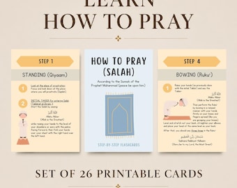 How To Pray Salah Flashcards Printable Islamic Prayer Cards Muslim Kids Step By Step Prayer Guide Beginner Salah Guide For Converts Reverts