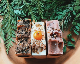 3 Organic Soaps | Gift | Tea Soap | Natural Colorants | Palm Oil Free | Handmade Botanical Soap | Cold Process Soap | Vegan | Christmas