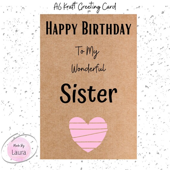 Happy Birthday Sister Card Little Sister Big Sister Etsy