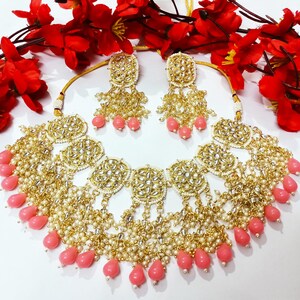 Designer Wedding Kundan Choker Necklace Pink Necklace Bridal Necklace Indian Jewelry Gold Plated Bridesmaid Gift Bollywood Punjabi Choker