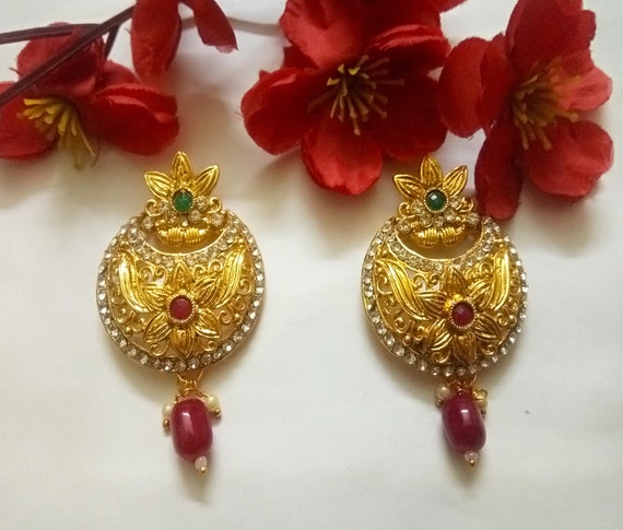 Discover Swara Leafy Floral Statement Chandbali Earrings | Paksha - Paksha  India