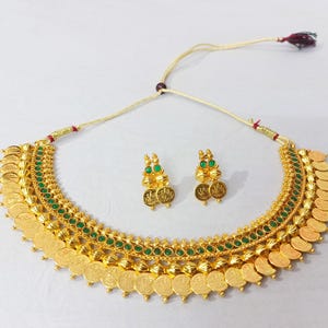 South Indian Green CZ Necklace With Earrings Party Wear Ginni Bridal Choker Set Gold Plated Statement Necklace Wedding Women Indian Jewelry