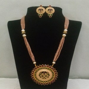 Designer Braut Lange Halskette Ohrringe Anhänger Schmuck Hochzeit Lange Rani Haar Pfirsich Halskette Schmuck Rubin Smaragd Halskette Frauen Schmuck Set