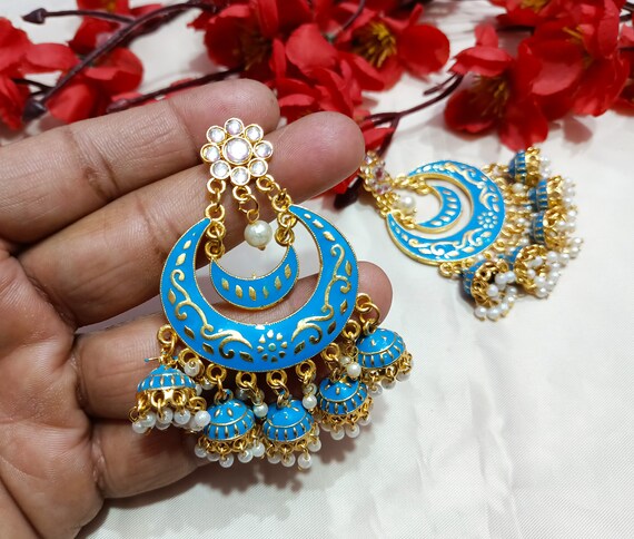 Buy Indo Western Meenakari Earring With Gold Plating 110824 | Kanhai Jewels