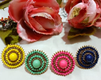 Gold Plated Indian Pearl Stud Earrings: CZ Wedding Jewelry