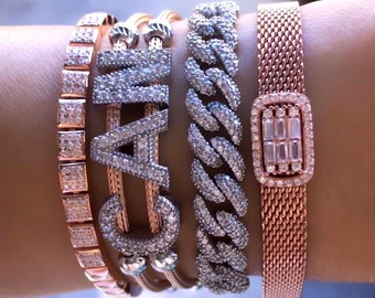 lycia jewelry Chunky Cable Chain Rope Bracelet 925 Silver 14K Rose and Yellow Gold Plated