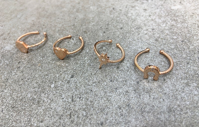 Adjustable Ring Gold Stackable Ring Mini Charm Ring Silver Minimal Ring Horseshoe Ring