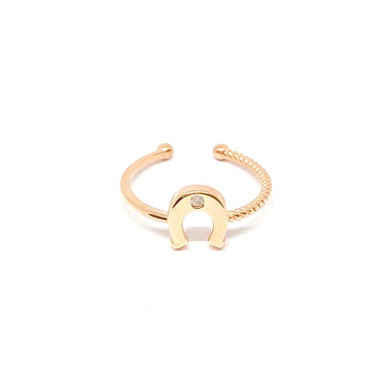Adjustable Ring Gold Stackable Ring Mini Charm Ring Silver Minimal Ring Horseshoe Ring