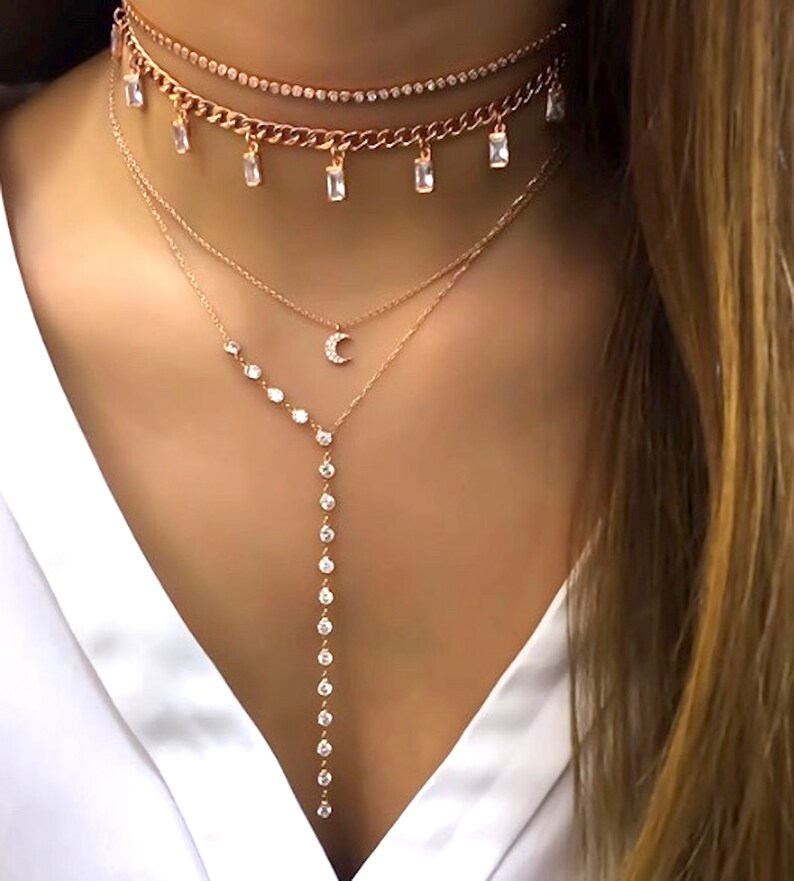 Tennis Choker White Cubic Zirconia Choker 925 Silver Necklace Etsy