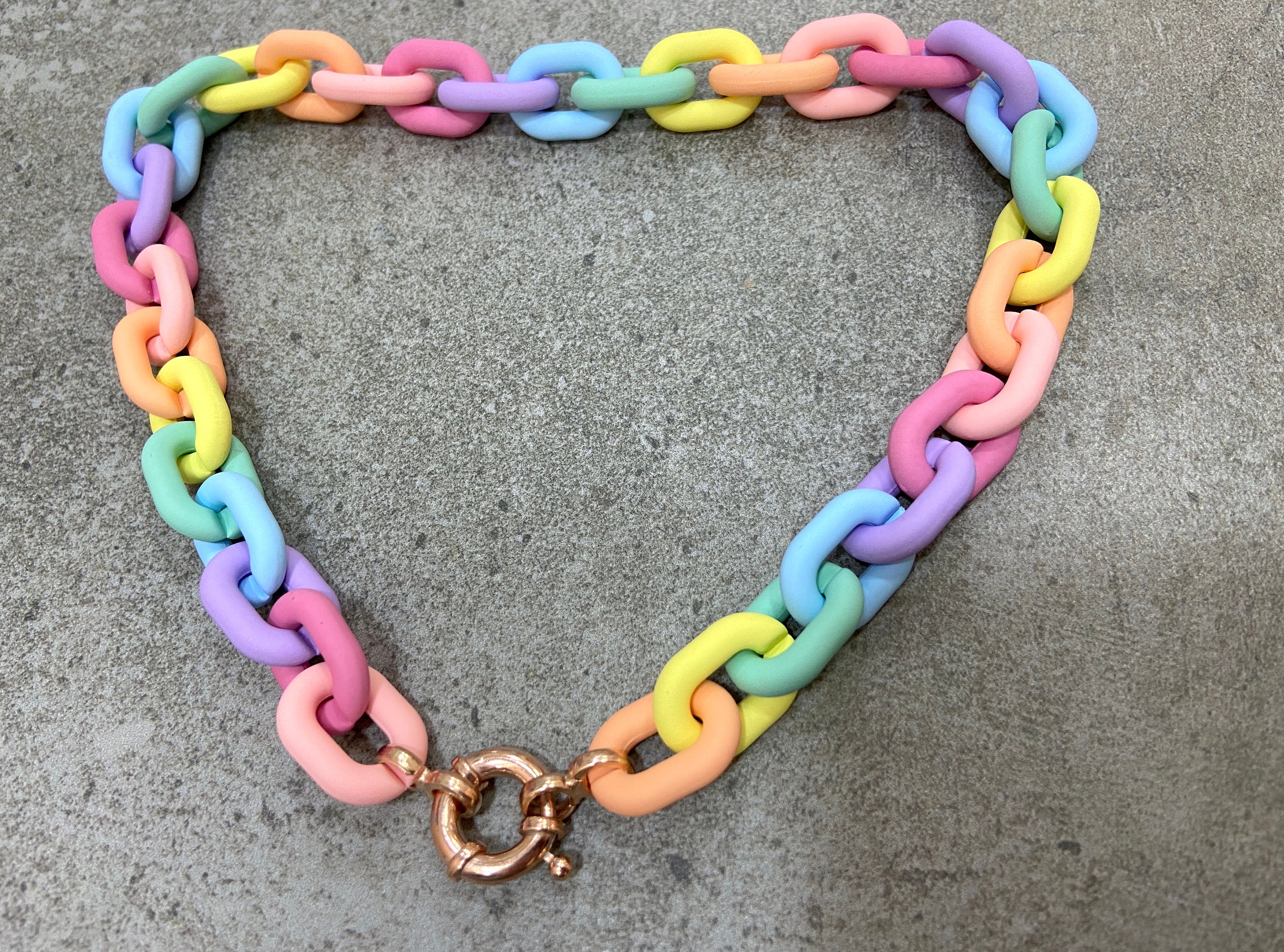 Rainbow Chunky Chain Necklace Link Chain Necklace Etsy