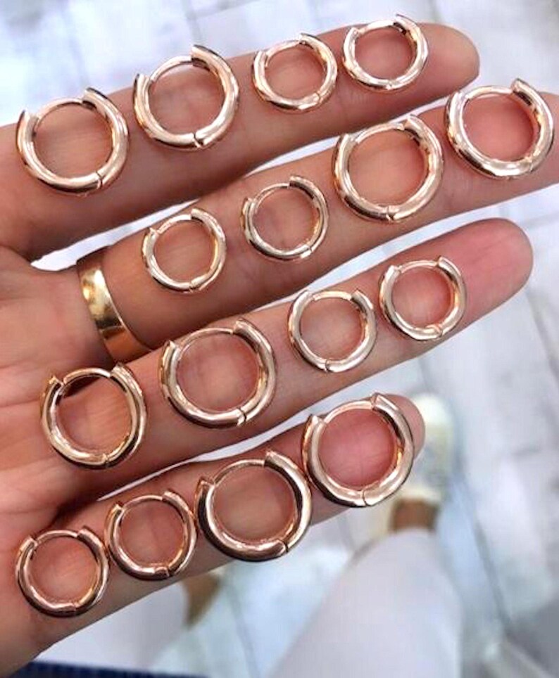 Everyday Simple Thick Hoops 925 Solid Sterling Silver Hoop Etsy