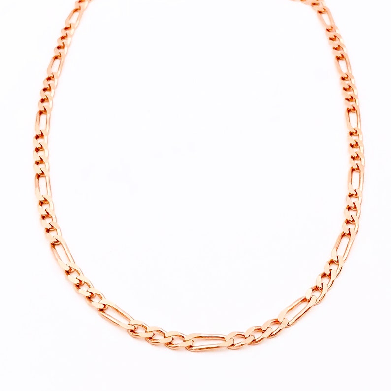 Figaro Chain Necklace 925 Silver 14K Rose Gold Vermeil 22 Etsy