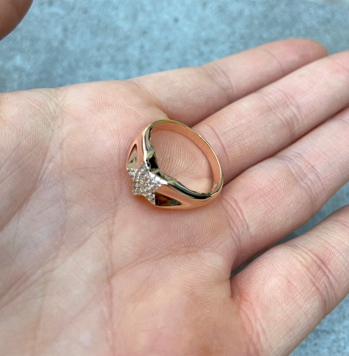 Star Pinky Finger Ring 925 Solid Sterling Silver Clear Cubic Etsy