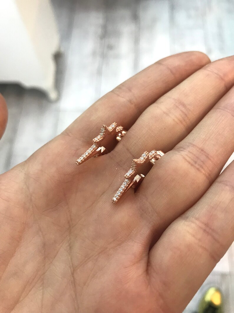 Northern Star Earrings Silver Cubic Zirconia Gemstone 14K Rose Gold Plated
