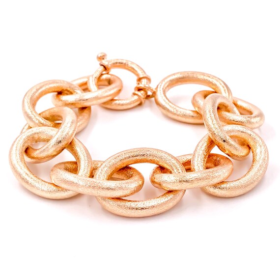 lycia jewelry Chunky Cable Chain Rope Bracelet 925 Silver 14K Rose and Yellow Gold Plated
