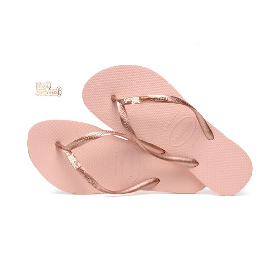 rose gold wedding flip flops