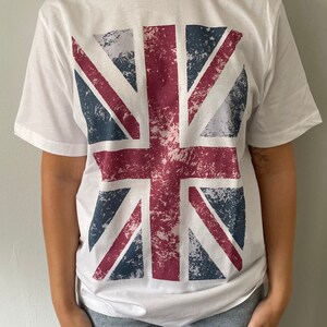Union Jack  / British Flag White T-Shirt - Unisex - Sustainable Organic Cotton_