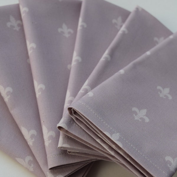 Fleur de Lis Napkins made from Organic Cotton - Reusable, Eco Friendly and Sustainable - Sets of 2, 4 or 6 Table Napkins