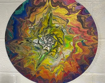 Vanishing Point - Acrylic pour and spin art by Nick Metcalf coated in epoxy.